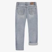 Dos du jean bleu pâle avec broderie florale, enfant