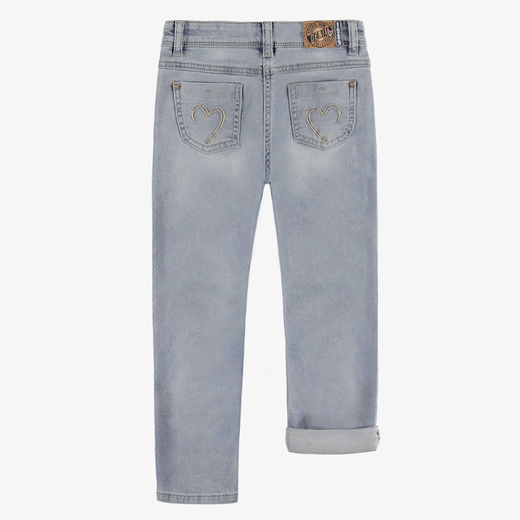 Dos du jean bleu pâle avec broderie florale, enfant