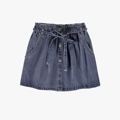 Jupe évasée bleu moyen en denim lyocell, enfant