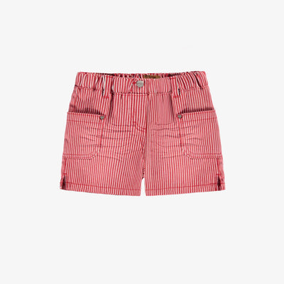 Short rouge et blanc en denim à rayures, enfant
