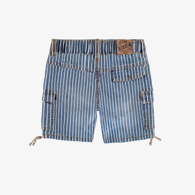 Dos du bermuda en denim bleu à rayures, enfant