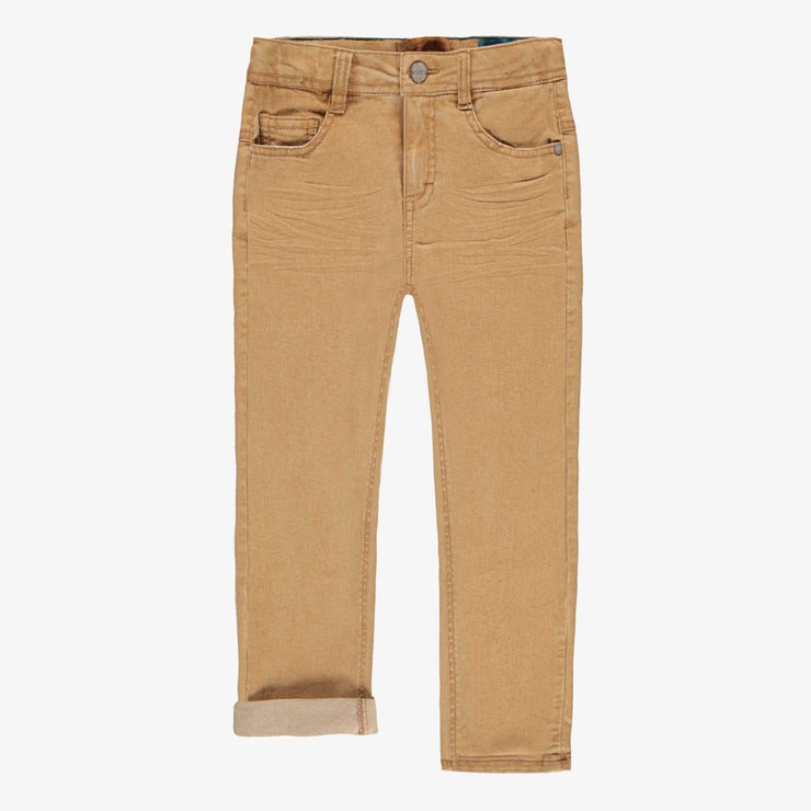 Pantalon en denim jaune ocre effet délavé, enfant