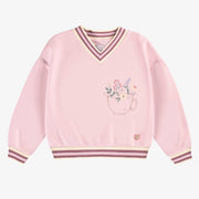 Chandail rose en coton français avec illustration, enfant