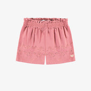 Short rose avec broderie anglaise, enfant