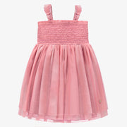 Robe rose en nid d'abeille et tulle, enfant