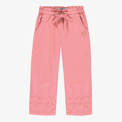 Pantalon rose avec broderies anglaises, enfant