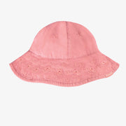 Chapeau cloche rose à broderies anglaises, enfant