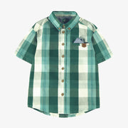 Chemise verte et turquoise à carreaux, enfant