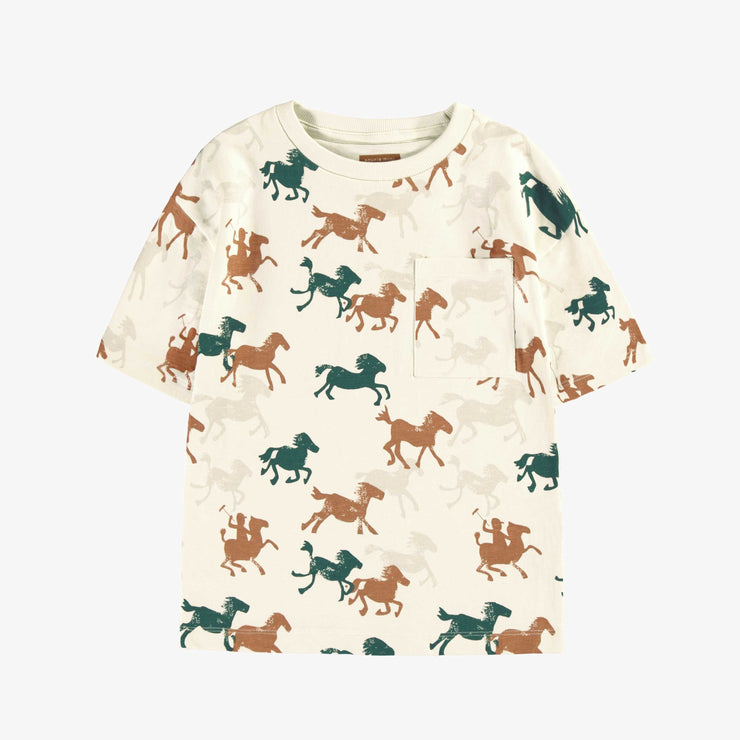 T-shirt crème à motifs de chevaux, enfant