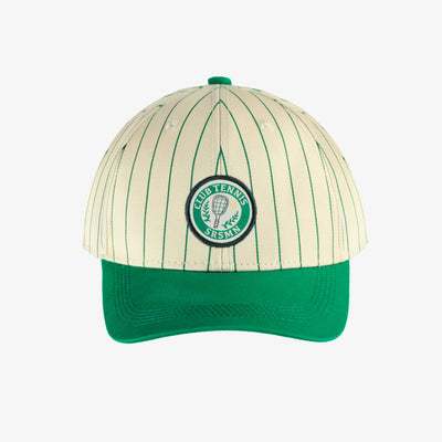 Casquette crème et verte à rayures et visière arrondie, enfant