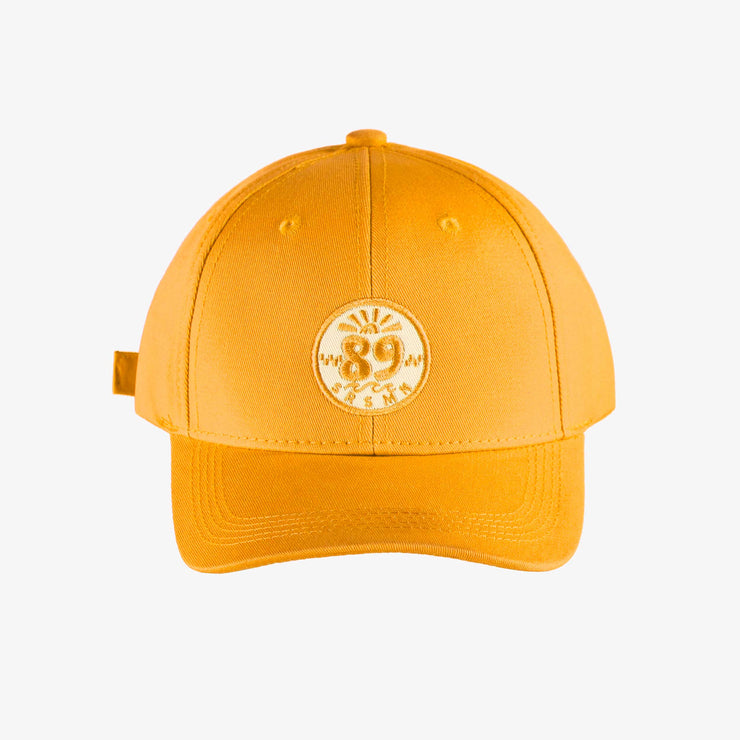 Casquette jaune à visière arrondie et broderie, enfant