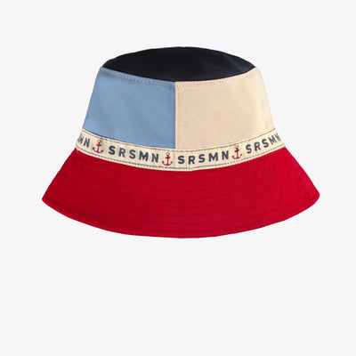 Chapeau de soleil rouge, bleu et crème en twill, enfant