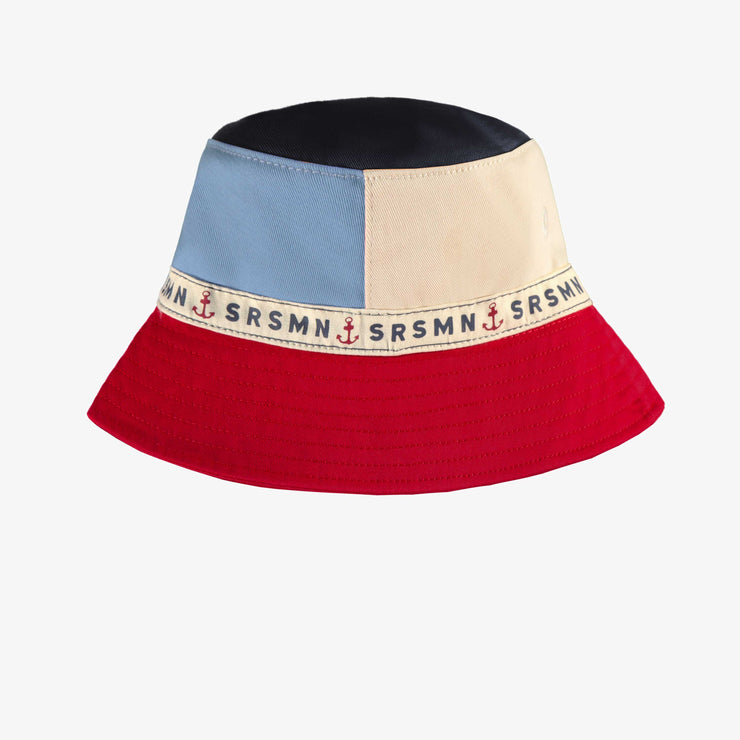Chapeau de soleil rouge, bleu et crème en twill, enfant
