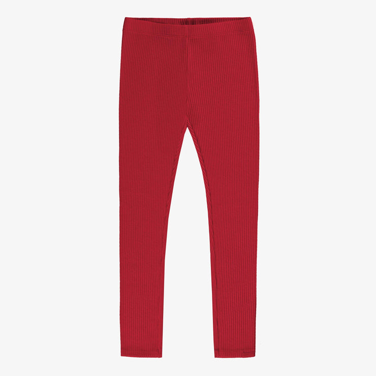 Legging rouge longueur régulière en tricot côtelé, enfant