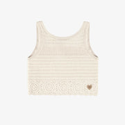 Camisole crème en tricot crocheté, enfant