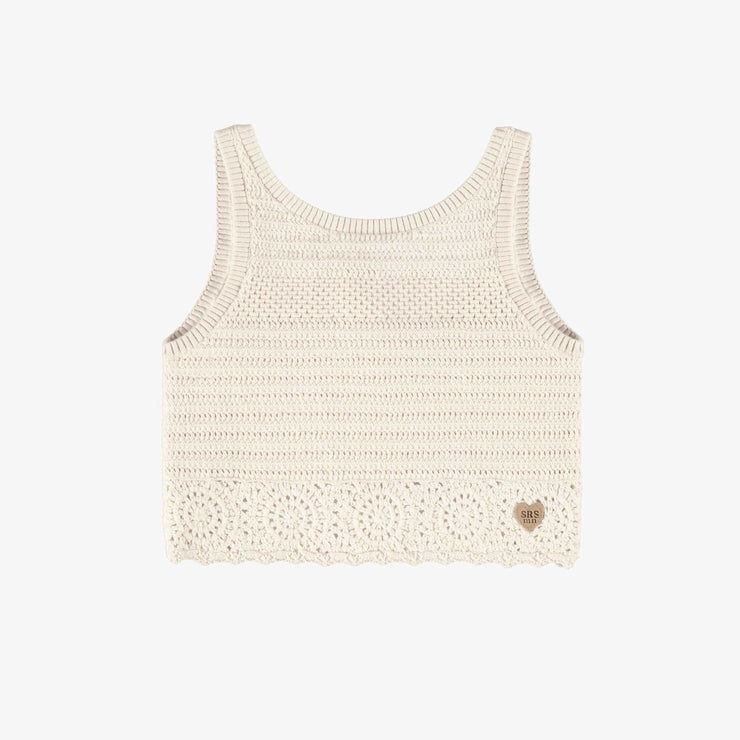 Camisole crème en tricot crocheté, enfant