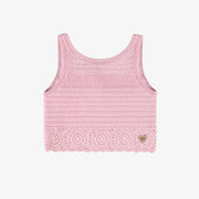 Camisole rose pâle en maille crochetée, enfant