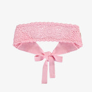 Bandeau rose en tricot crocheté avec motifs de fleurs, enfant