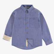 Chemise bleu chiné en coton chambray, enfant