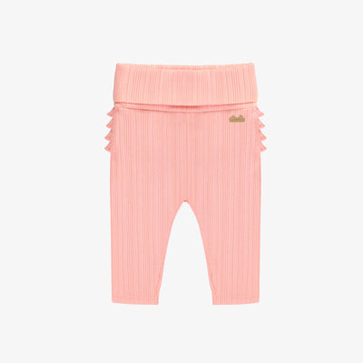 Legging rose en tricot côtelé irrégulier à volants, naissance