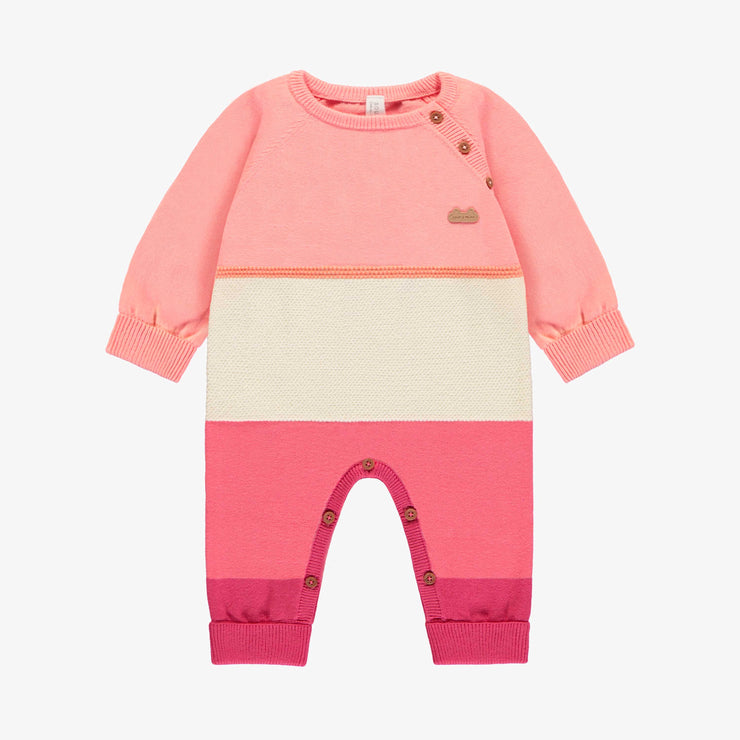 Combinaison rose et crème en tricot, naissance