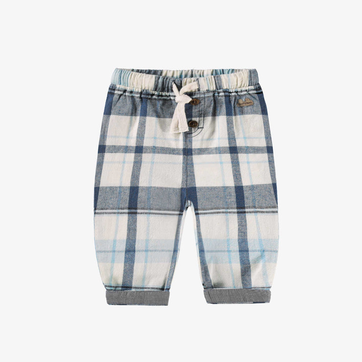 Pantalon bleu et crème à carreaux, naissance
