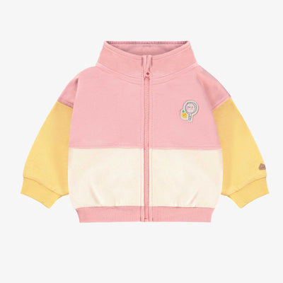 Veste rose en coton français, naissance