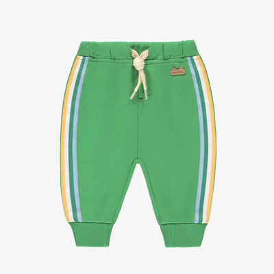 Pantalon vert en coton français, naissance