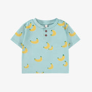 T-shirt bleu à motifs de bananes, naissance