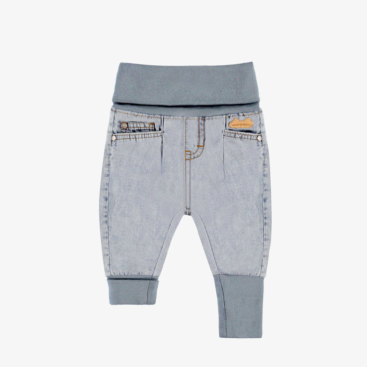 Pantalon évolutif en denim bleu pâle, naissance