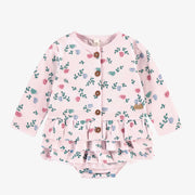 Ensemble deux pièces rose en jersey extensible à motifs de tasses, naissance