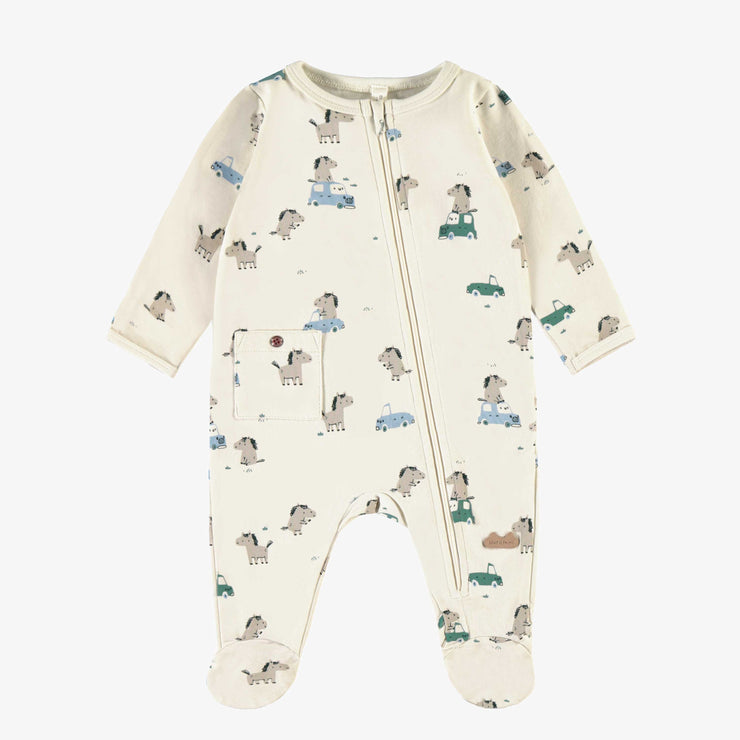 Pyjama une pièce crème à motifs de chevaux, naissance