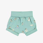 Bas de l'ensemble deux pièces turquoise cendré à motifs de chevaux, naissance