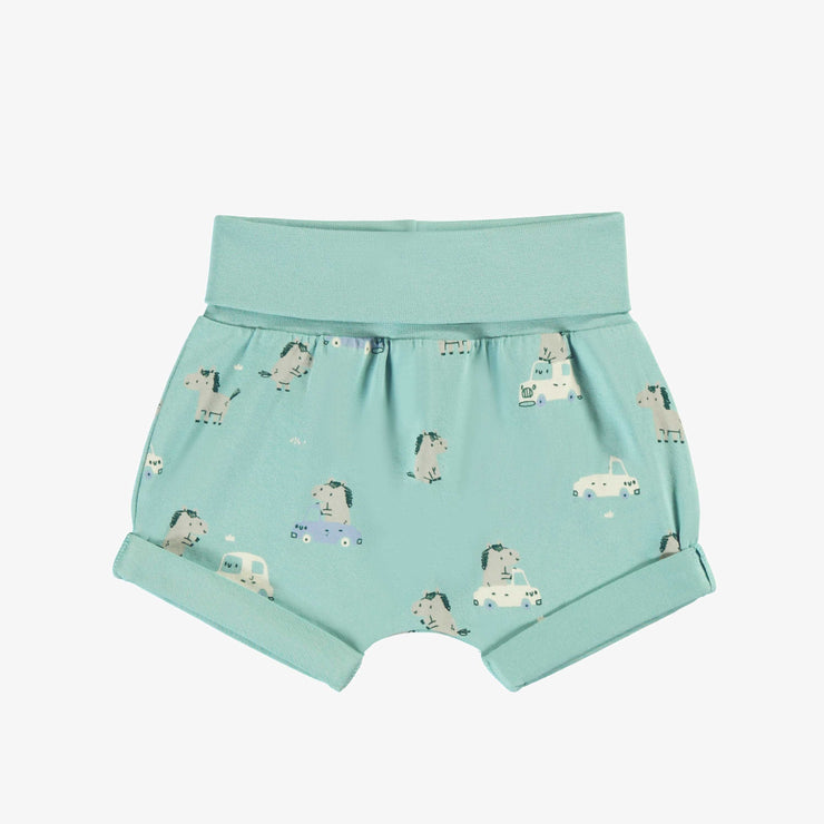 Bas de l'ensemble deux pièces turquoise cendré à motifs de chevaux, naissance