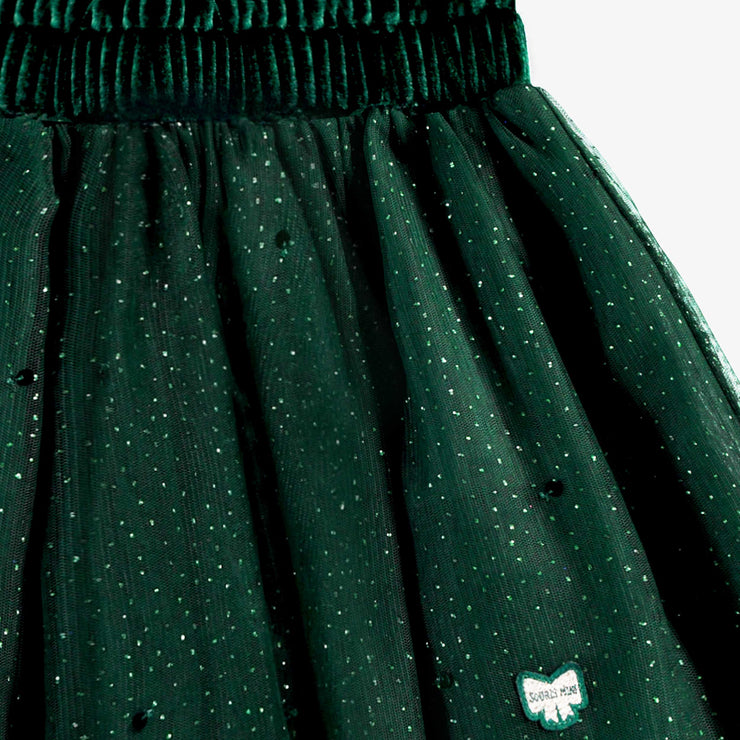 Zoom détails de la jupe verte en paillettes, enfant 