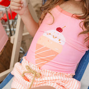 Short de bain rose à rayures avec poches, enfant || Pink striped swim short with pockets, child
