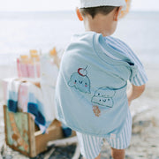 Chandail manches longues de coupe décontractée bleu avec illustration, bébé || Blue long sleeve sweater with illustration, baby