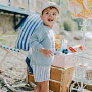 Chandail manches longues de coupe décontractée bleu avec illustration, bébé || Blue long sleeve sweater with illustration, baby