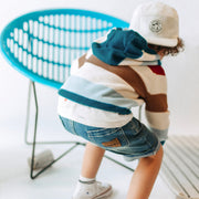 Chandail de maille à manches longues à rayures multicolores, bébé || Multicolored striped long sleeve knit sweater, baby