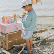 Chandail manches longues de coupe décontractée bleu avec illustration, bébé || Blue long sleeve sweater with illustration, baby