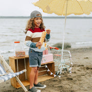 Chandail de maille à manches longues à rayures multicolores, enfant || Multicolored striped long sleeve knit sweater, child