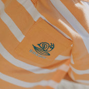 T-shirt à manches courtes pêche et crème à rayures, bébé || Peach and cream short sleeves t-shirt with stripes, baby