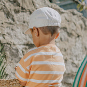 Casquette crème à visière plate en lin et coton, bébé || Cream cap with flat visor in linen and cotton, baby