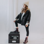 Veston noir et blanc à rayures en gabardine, unisexe, enfant